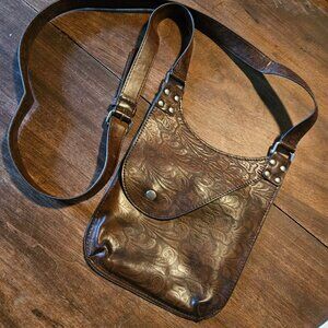 Beautiful detailed brown leather small crossbody bag